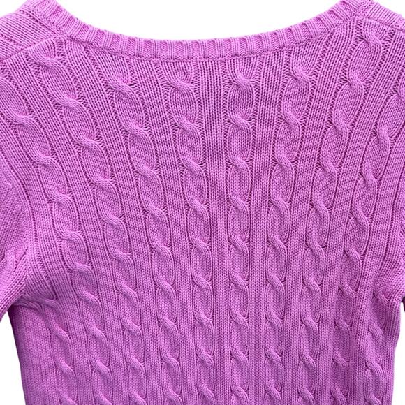 Polo Ralph Lauren Pink V Neck Cable Knit Sweater Women Medium - Picture 7 of 9